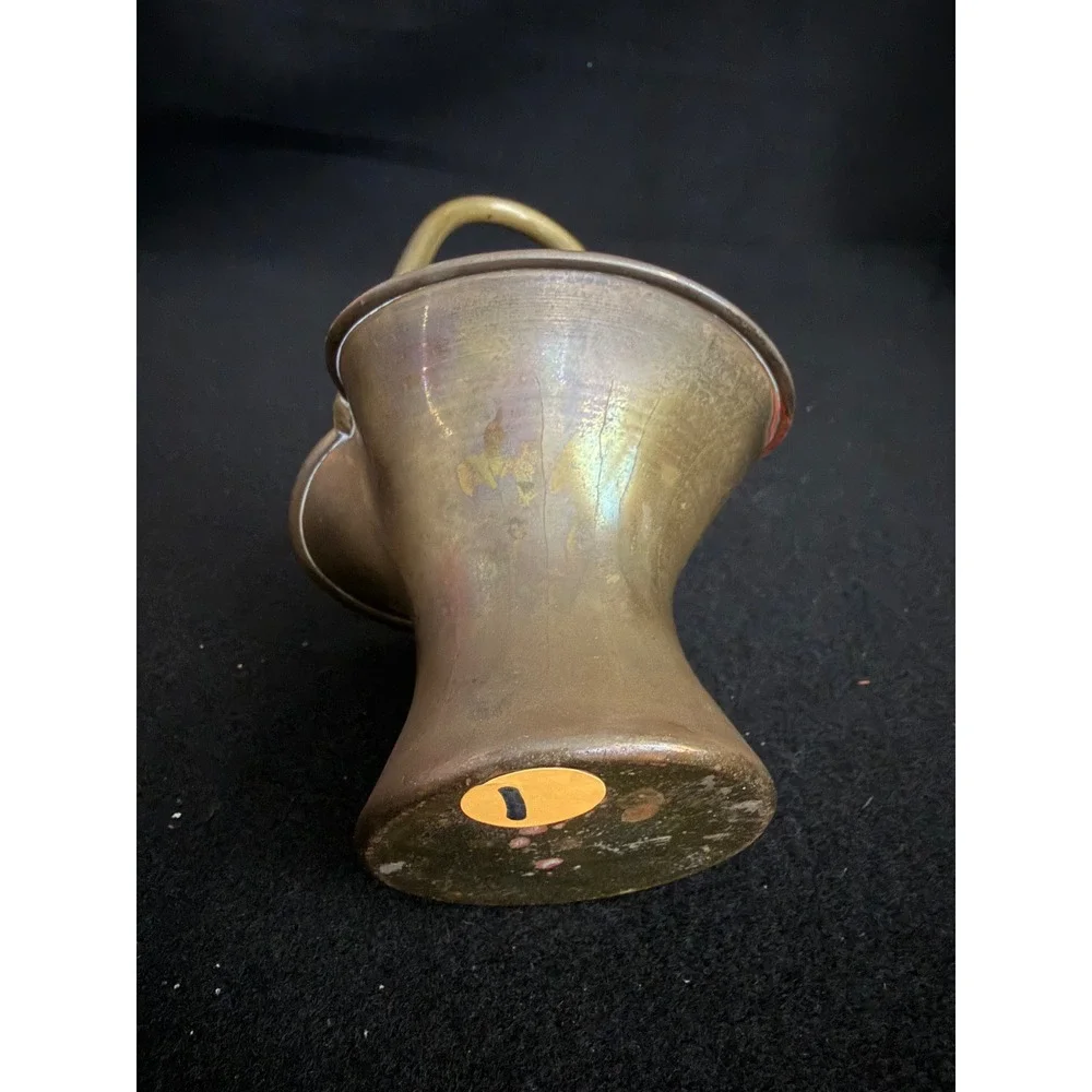 Vintage Solid Brass Flower Basket Vase Mid-Century Modern‎ Decorative MCM Handle